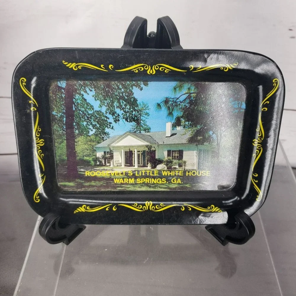 Vintage Tin Souvenir Tray Roosevelt's Little White House Warm Springs, GA. Uniqu